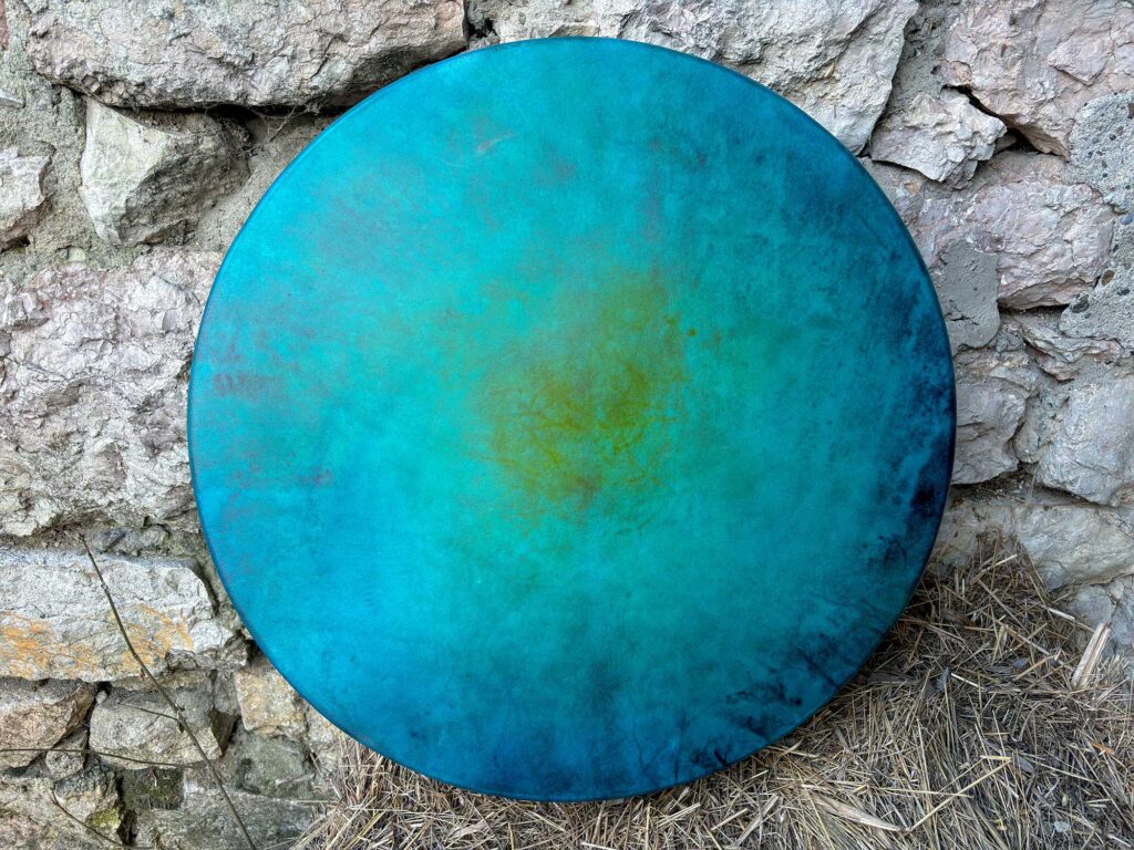 22" Goat Shaman Drum, Journeying, Cherry wood,Lapis Lazuli, Ceremony - Image 3