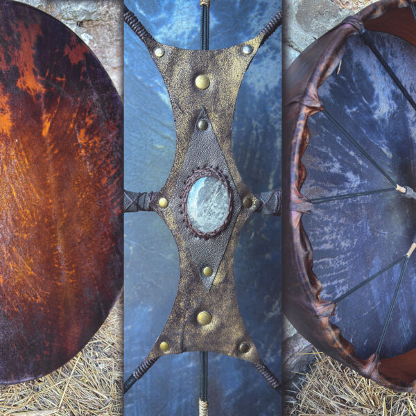 22" Goat Shaman Drum, Journeying, Cherry wood,Clear Quartz, Ceremony