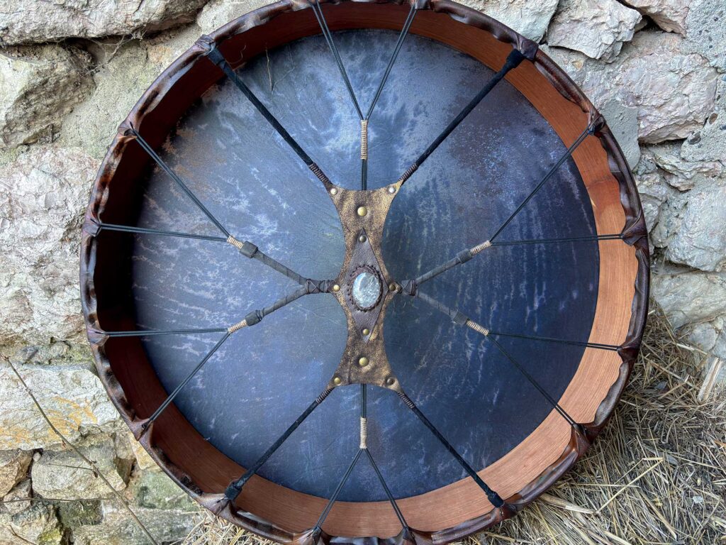 22" Goat Shaman Drum, Journeying, Cherry wood,Clear Quartz, Ceremony - Image 3
