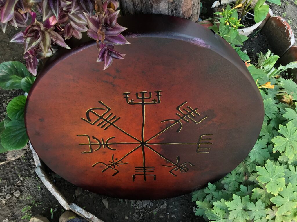 24" Goat Drum,Shaman Drum,Cherry wood,Nordic,Tourmaline and Coffee Jasper - Image 2