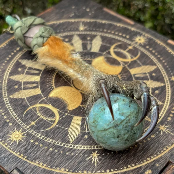 Barn Owl Shamanic Talisman, Labradorite Sphere