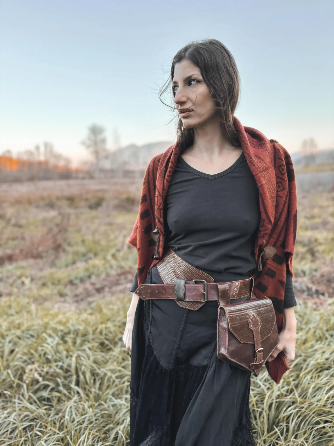 Handmade Leather Belt with Detachable Bag, size S - Image 4