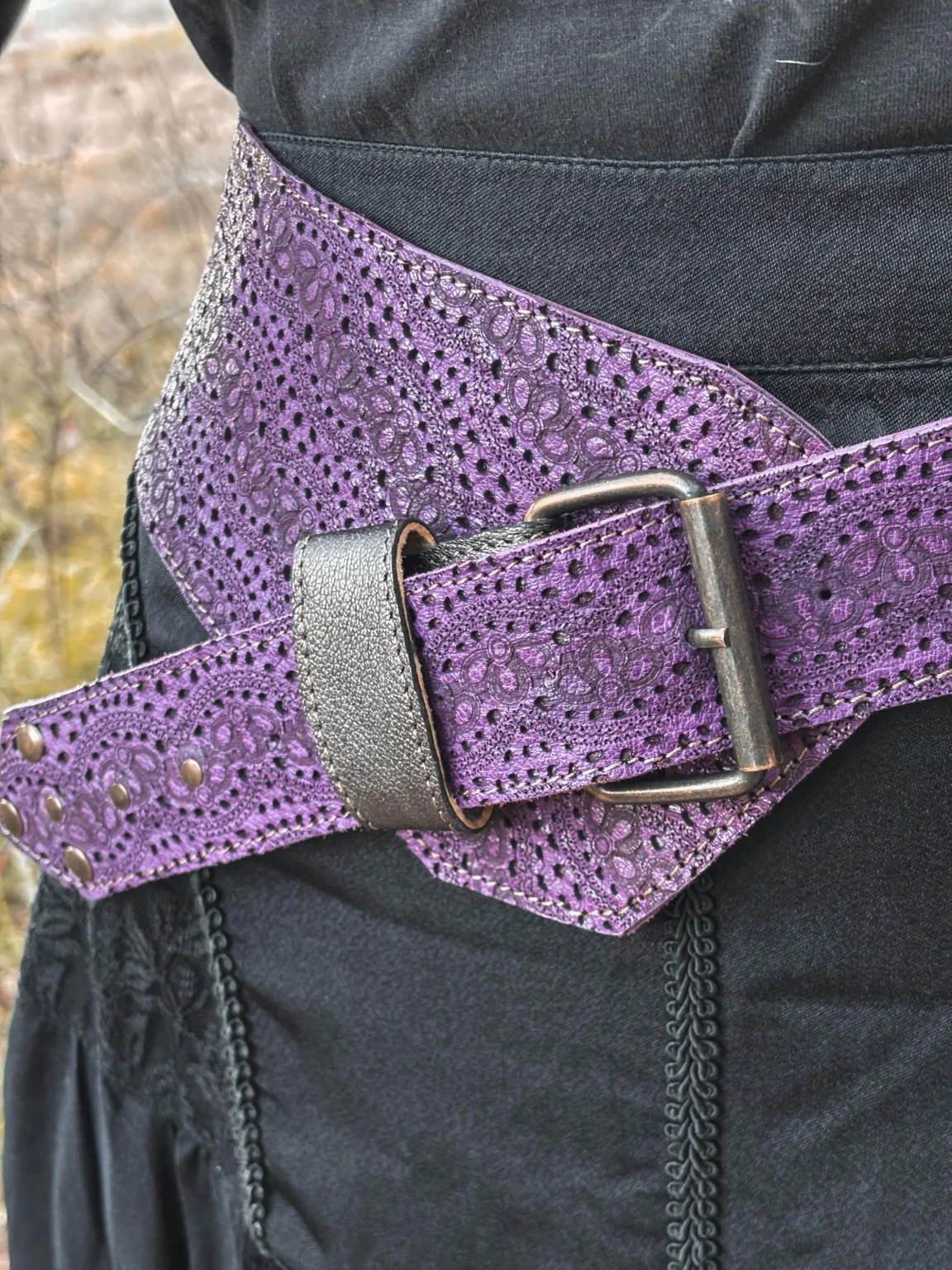 Handmade Leather Belt with Detachable Bag, size S - Image 5