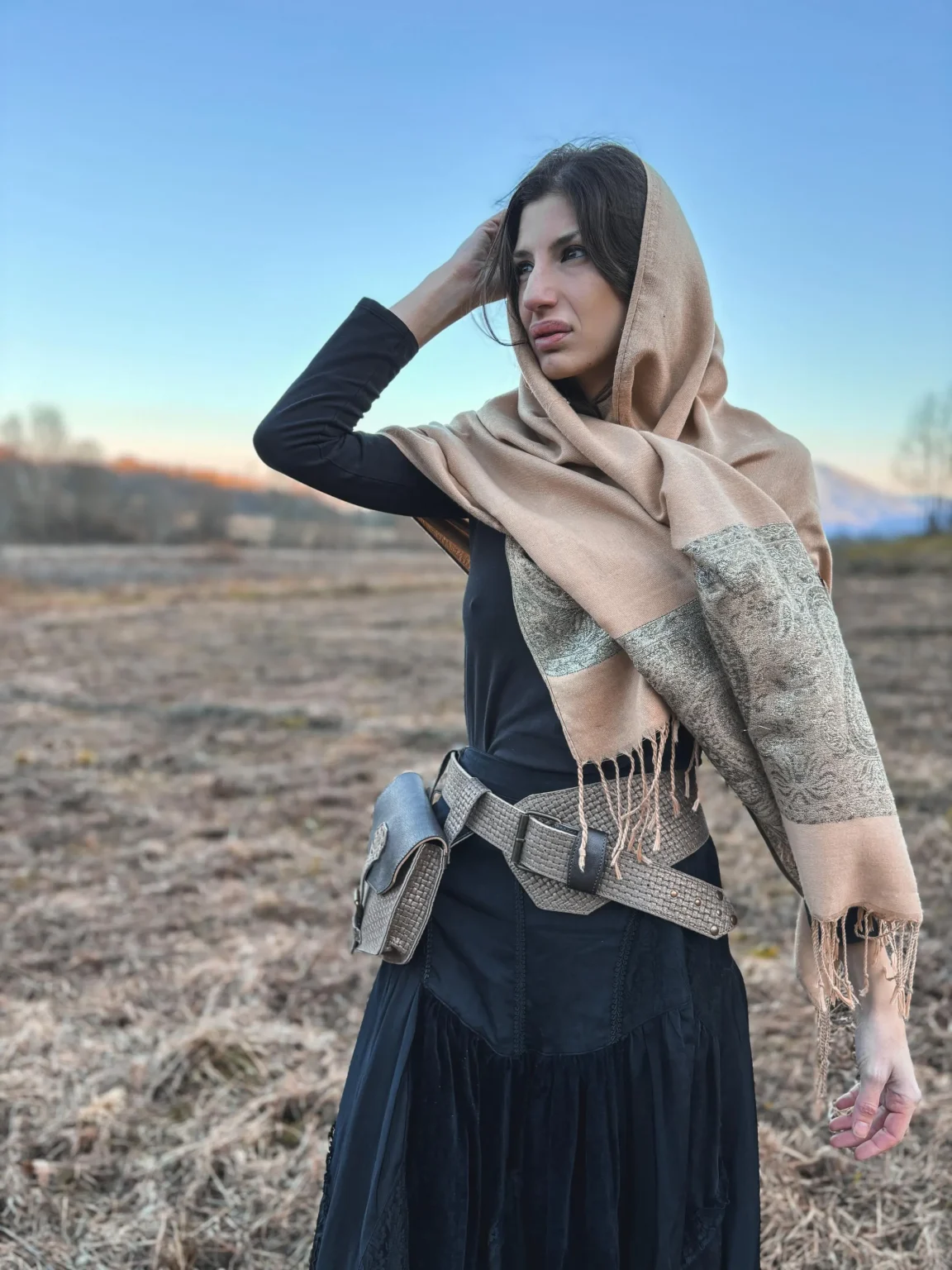 Handmade Leather Belt with Detachable Bag, size S - Image 3