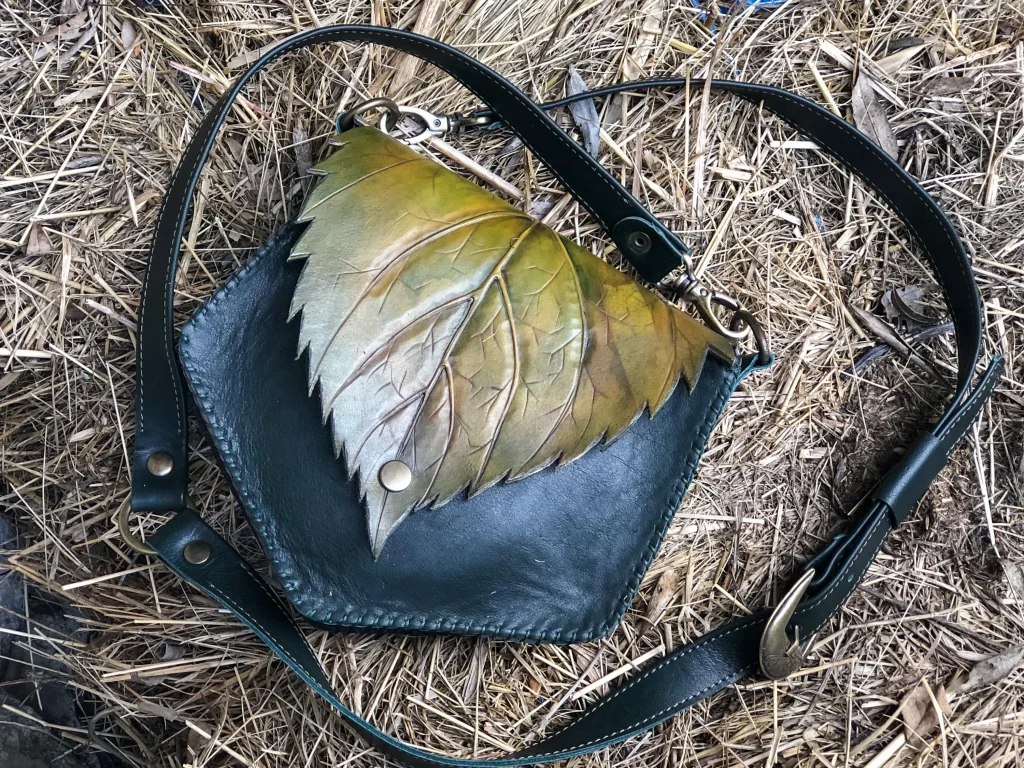 Handcrafted Leather Leaf Shoulder Bag