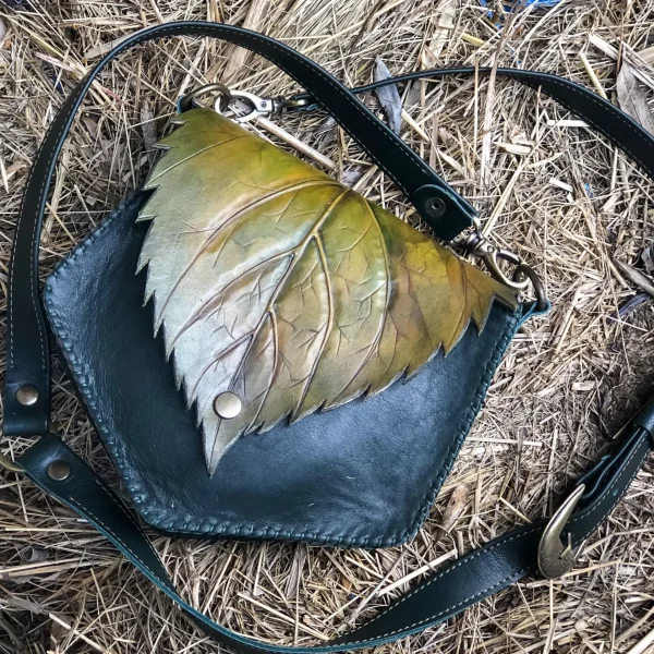Handcrafted Leather Leaf Shoulder Bag