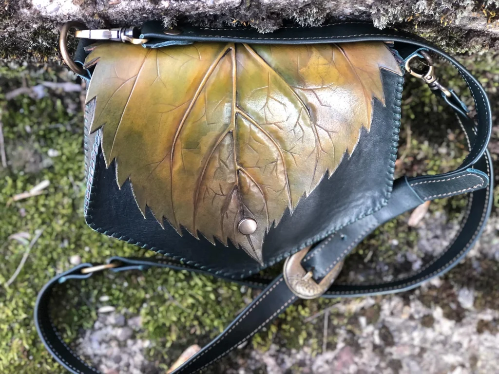 Handcrafted Leather Leaf Shoulder Bag - Image 5
