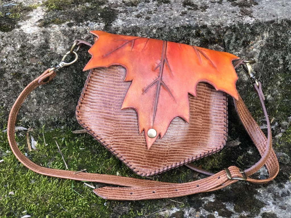 Handcrafted Leather Leaf Shoulder Bag
