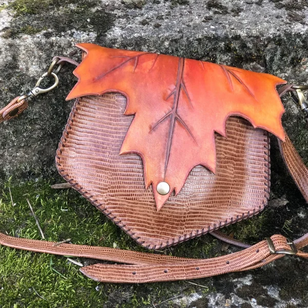 Handcrafted Leather Leaf Shoulder Bag