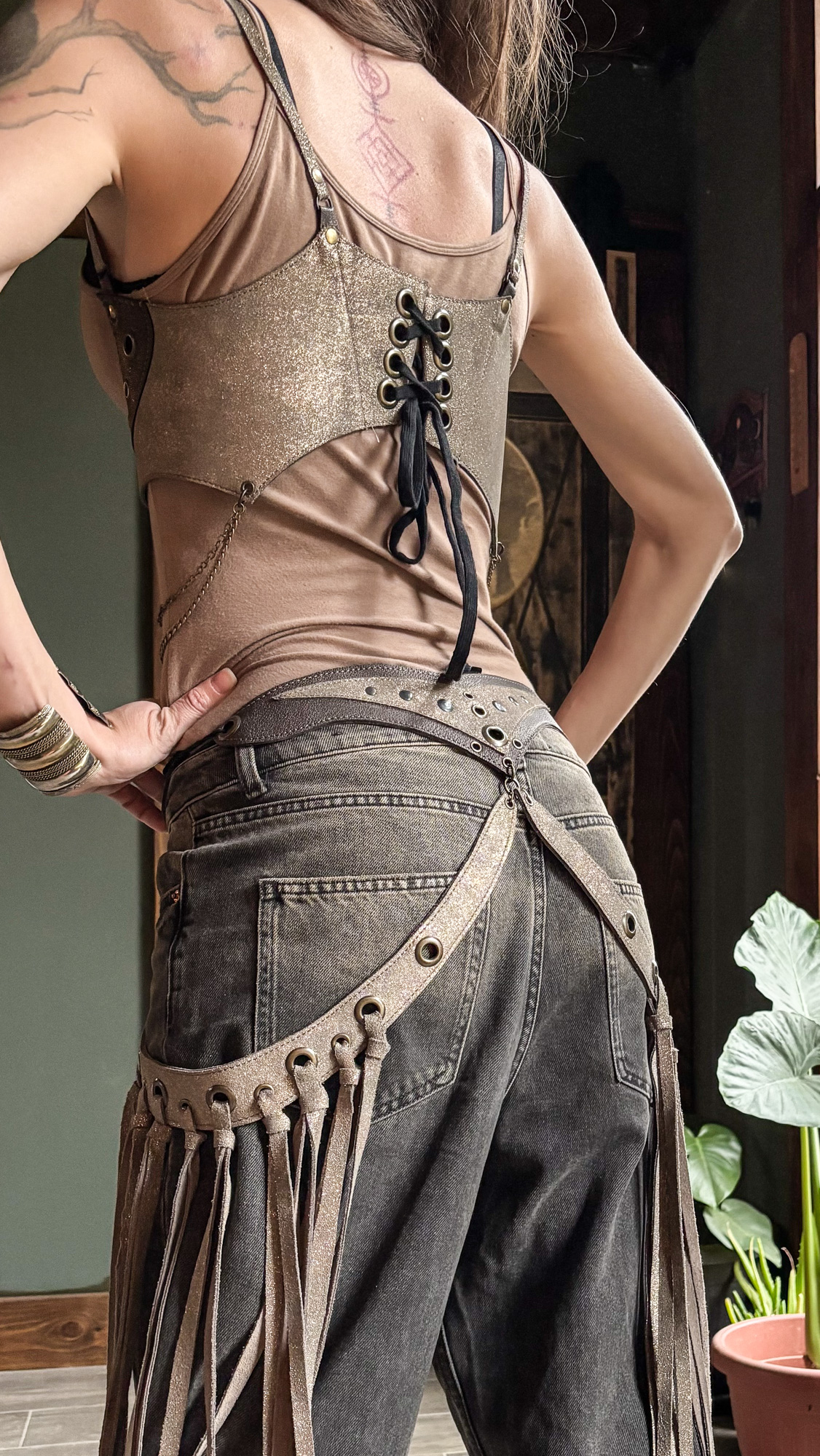 Labradorite Leather Under-bust and Belt - size S - Image 8