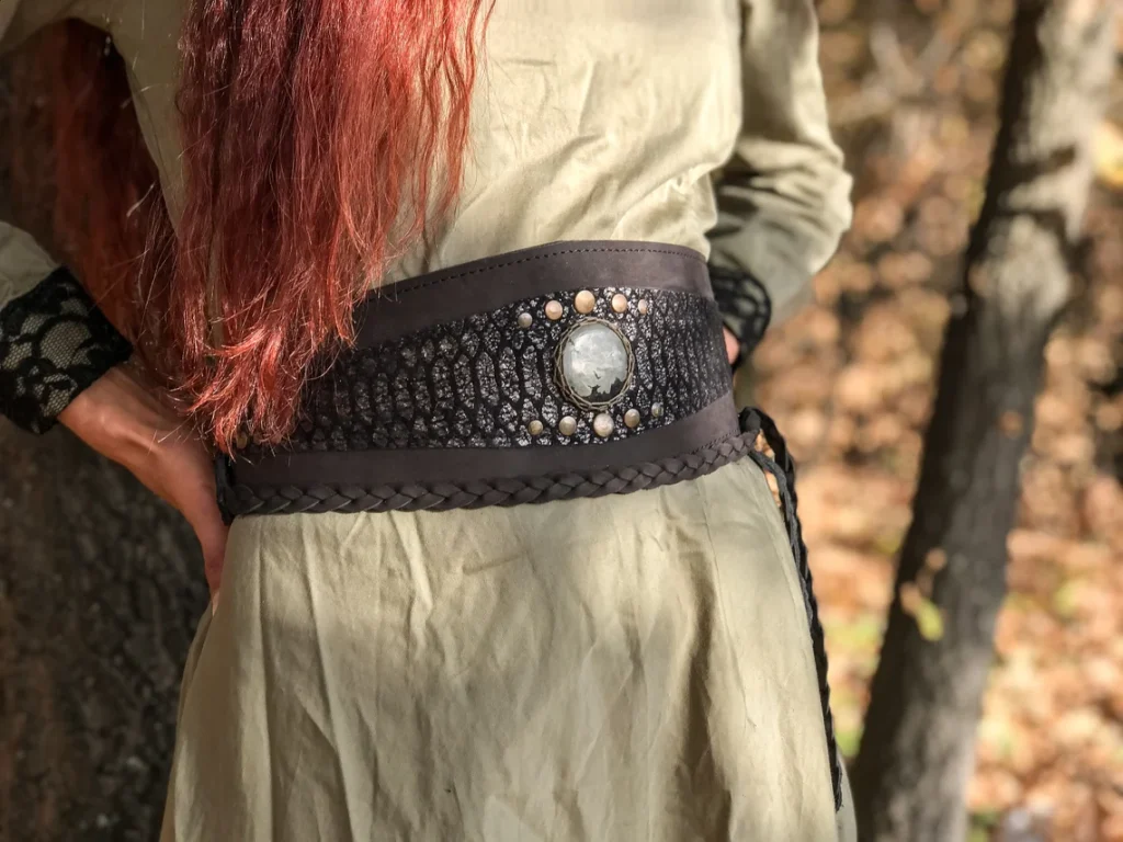 Snake Leather Belt with Pyrite stone - Image 3