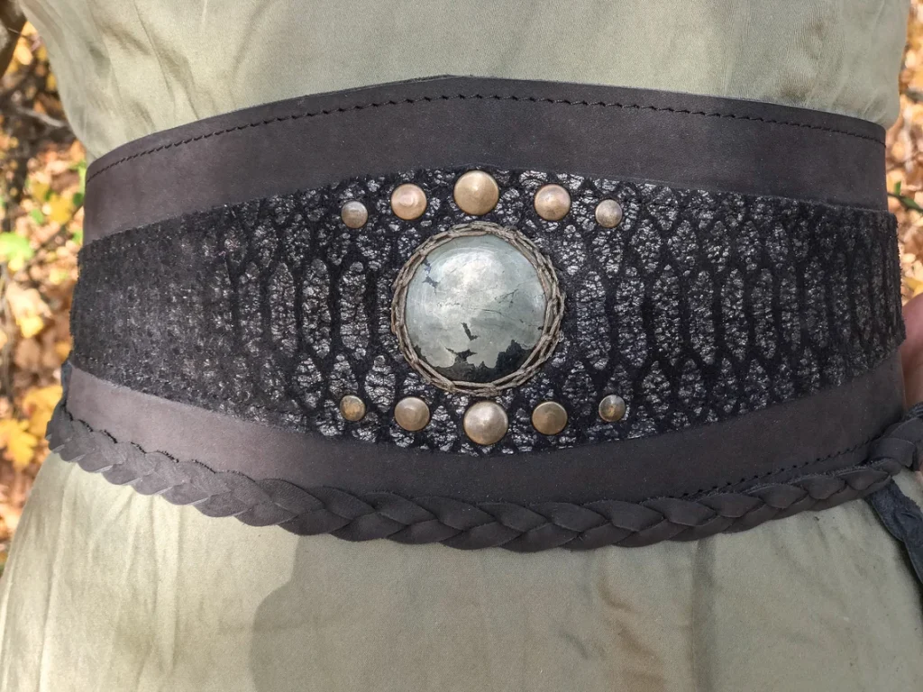 Snake Leather Belt with Pyrite stone - Image 2