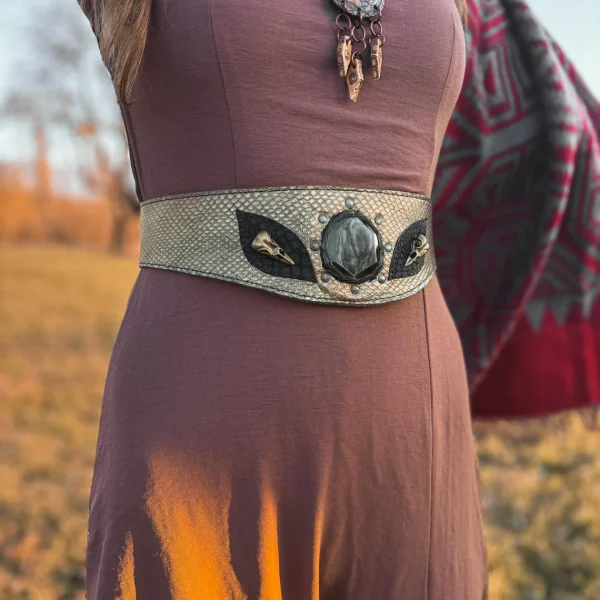 Black Agate Leather Belt