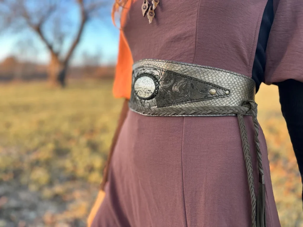 Dalmatian Jasper Leather Belt