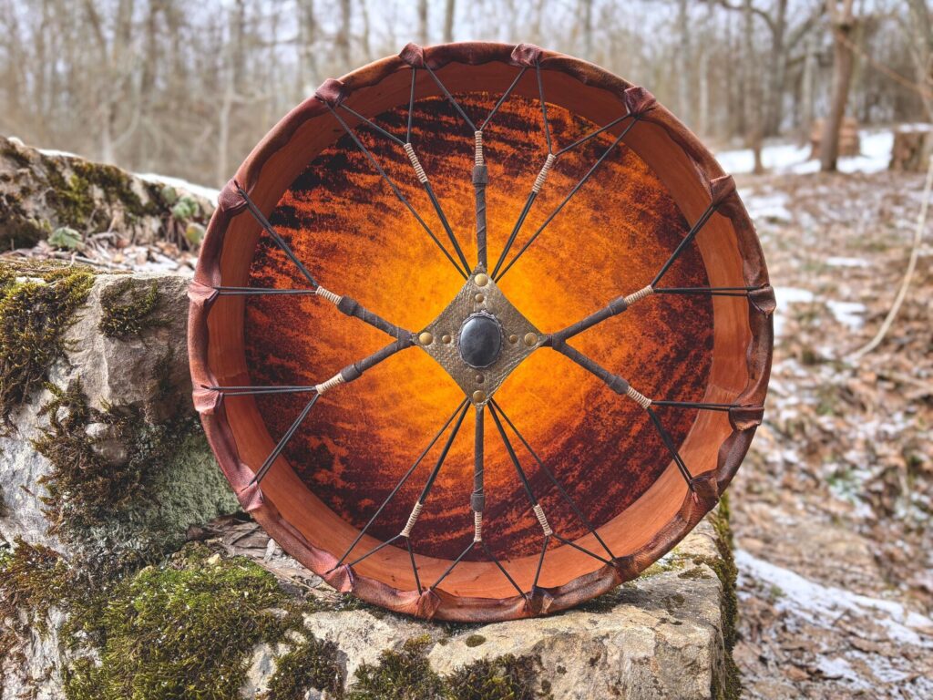16" Goat Frame Drum , Silver Pyrate Handle