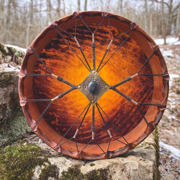 16" Goat Frame Drum , Silver Pyrate Handle