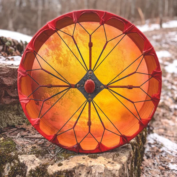 16" Buffalo Frame  Drum, Red Jasper handle