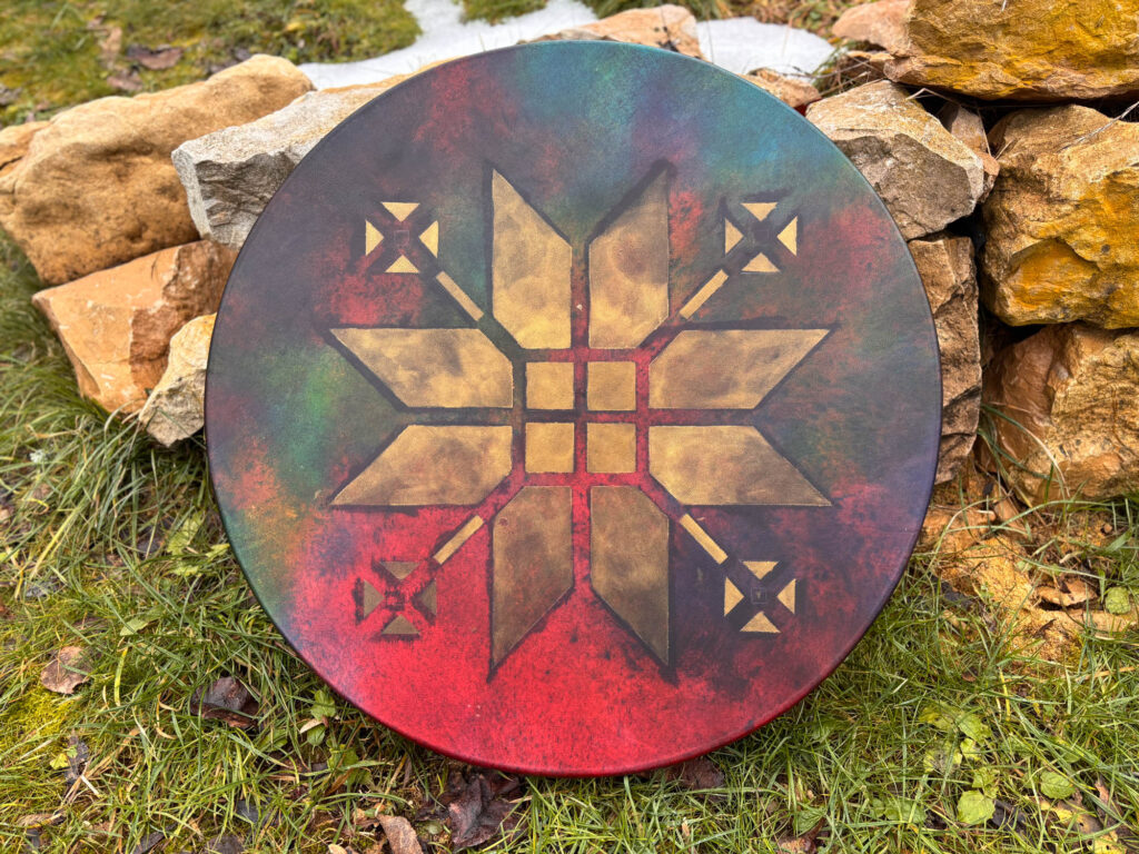22" Goat Frame Drum , Labradorite Handle
