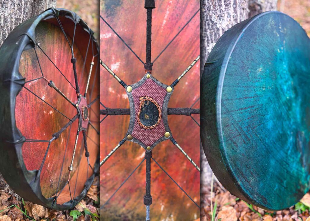 22" Goat Frame Drum , Ammonite fossil  Handle