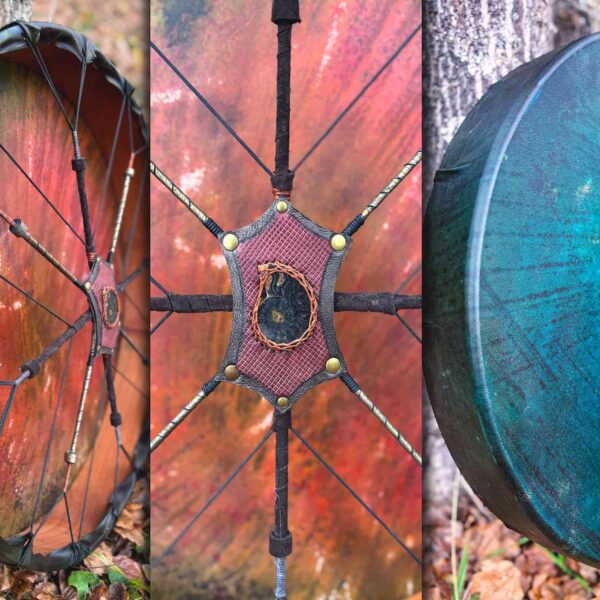 22" Goat Frame Drum , Ammonite fossil  Handle