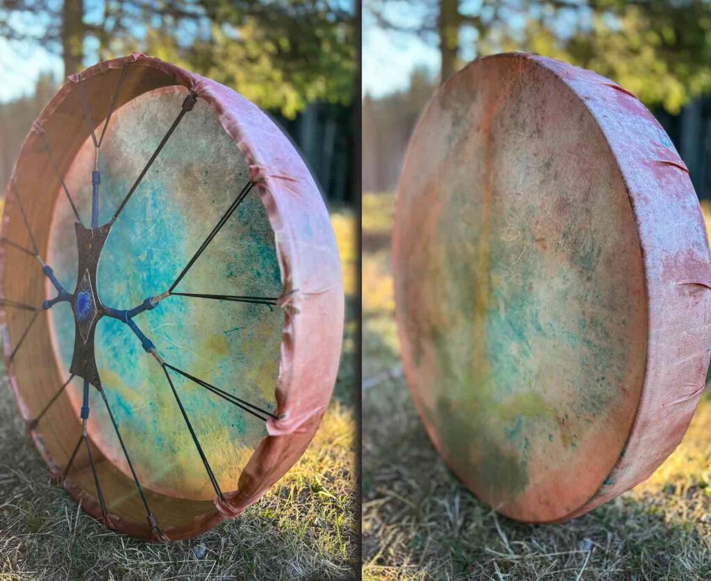 22" Goat Frame Drum , Lapis Lazuli Handle