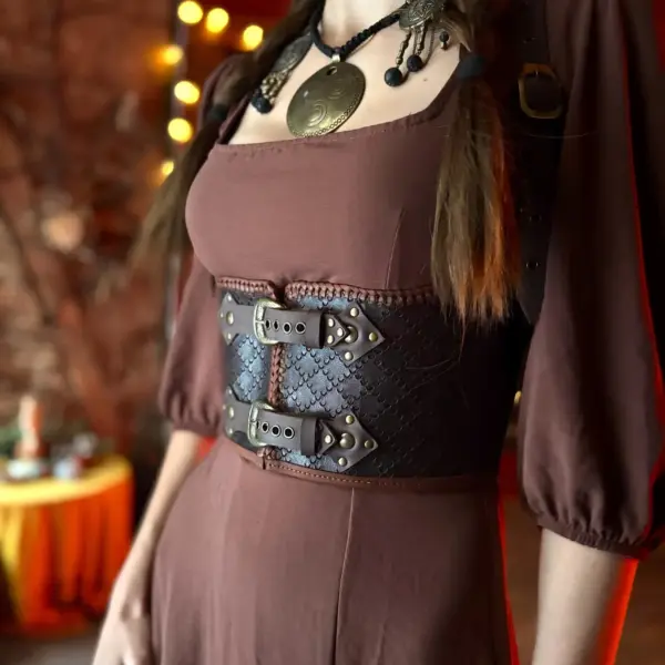 Samovila - Embossed Leather Underbust Corset - size S