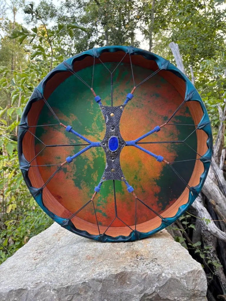 20" Buffalo Frame Drum , Lapis Lazuli Handle