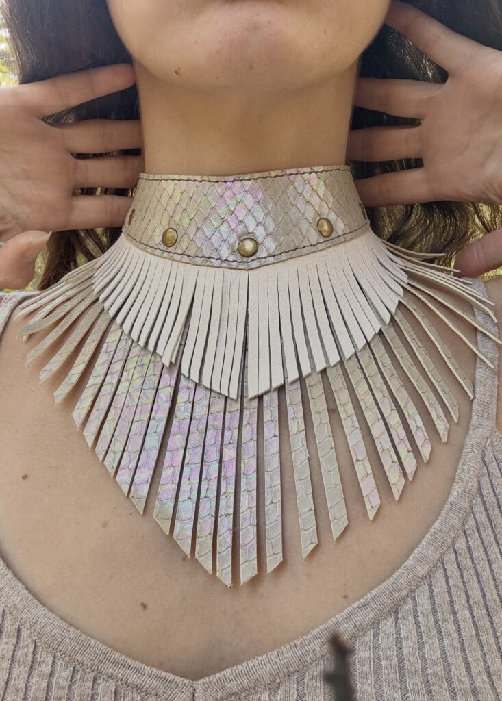 Light Fringed Bohemian Leather Necklace