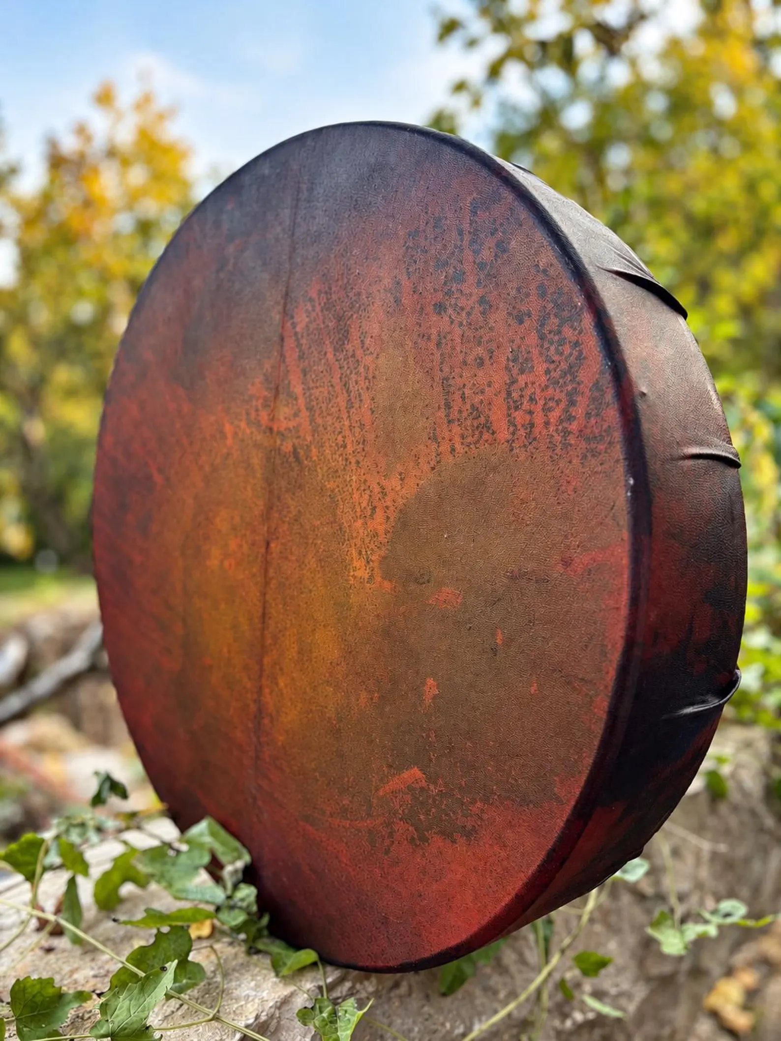 1. Goat Shaman Drum: 22' Drum, Cherry Wood Frame,Green Jade - Image 11