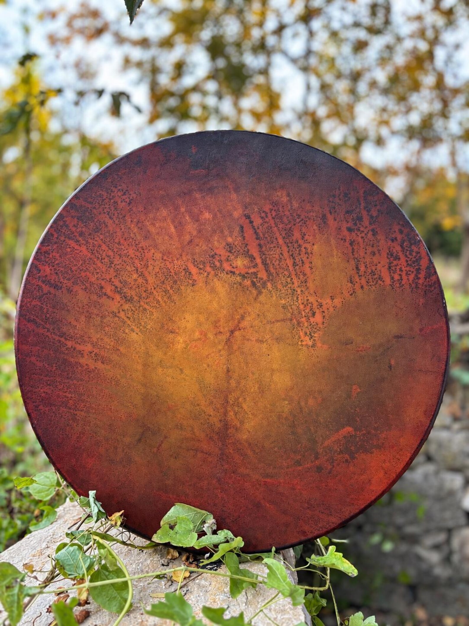 1. Goat Shaman Drum: 22' Drum, Cherry Wood Frame,Green Jade - Image 2
